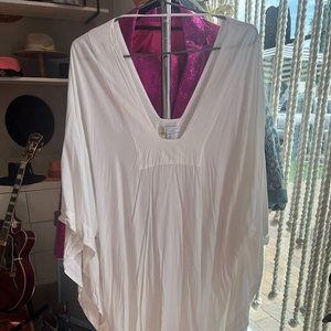 Daniella Hunter Deep V-Neck Flowy Long Sleeve Sleeve Midi Dress White One Size